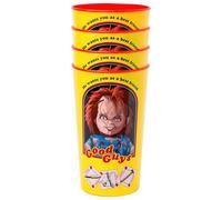 Silver Buffalo Child's Play Chucky Good Guys - Juego de vasos de plástico de 4 piezas | Cada uno tiene capacidad para 22 onzas