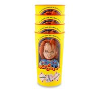 Silver Buffalo Child's Play Chucky Good Guys - Juego de vasos de plástico de 4 piezas | Cada uno tiene capacidad para 22 onzas