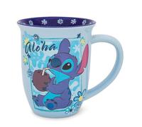 Silver Buffalo Disney Lilo & Stitch Aloha - Taza de cerámica con borde ancho, capacidad para 16 onzas