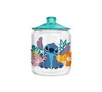 Silver Buffalo Disney Lilo & Stitch - Tarro de cristal tropical para galletas con tapa (tamaño pequeño)