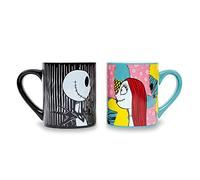 Silver Buffalo Disney The Nightmare Before Christmas Jack and Sally - Juego de 2 tazas de café pequeñas sin BPA