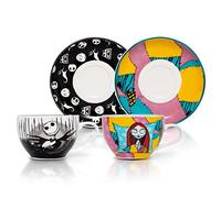 Silver Buffalo NBTC1 Disney Nightmare Before Christmas Jack and Sally Set Taza de té de cerámica, multicolor