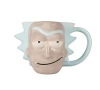 Silver Buffalo RM12133D Cartoon Network Morty Rick Face Taza de cerámica esculpida en 3D, 20 onzas, gris