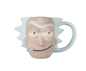 Silver Buffalo RM12133D Cartoon Network Morty Rick Face Taza de cerámica esculpida en 3D, 20 onzas, gris