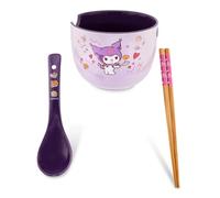 Silver Buffalo Sanrio Kuromi - Cuenco de ramen de 20 onzas con palillos y cuchara