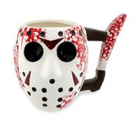 Silver Buffalo Warner Bros Friday The 13th Jason Mask with Knife Ceramic Coffee 3D Sculpted Mug, 1 unidad (paquete de 1), multicolor, 20 onzas líquidas.