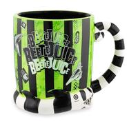Silver Buffalo WBH2213D Beetlejuice - Taza de cerámica esculpida en 3D, diseño de rayas y nombres, color verde y negro