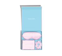 Silver Cloud Juego de regalo de satén de 3 piezas, satén impregnado con iones de plata, funda de almohada suave y sedosa, tamaño estándar de 50 x 75 pulgadas, cómoda máscara de ojos y coletero