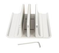 (Silver Color) Vertical Stand 2 Slots Anodized Aluminium Alloy Adjustable Space Saving Laptop Holder for 0.63 to 2.36in Thick PC