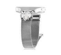 (Silver Colored, Multicolor) For Gabb Watch 2 Watch Milanese Band Metal Magnetic Watch Strap Clover Decor, Size: L - Silver Black