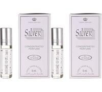 Silver Concentrated Perfume Oil - 6ml Roll-On, Pack of 2 | Long-Lasting Alcohol-Free Attar for Men & Women | Fresh & Elegant Musk Fragrance