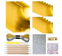 Silver Crafting Foil, Gold Metal Sheet Roll, Embossing Art Kit with Tools, Engraving Shimmer Painting Accessory, Metal Paper with Smooth Texture, Painting Supply for School Projects 20x30cm