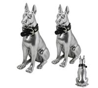 Silver Dog Statue,Handmade Mini Figurine Home & Office Decor,Realistic Model Gift for Dog Lovers and Collectors,Solid Resin Craft (2)