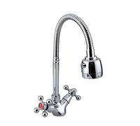 Silver Double Handle Kitchen Sink Faucet Mixer Cold and Hot Kitchen Tap Mixer Single Hole Water Tap