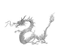 Silver Dragon - Kit de modelo de metal 3D para adultos, más de 100 piezas, proyecto de montaje de bricolaje con articulaciones corporales móviles, arte coleccionable de criatura mitológica oriental
