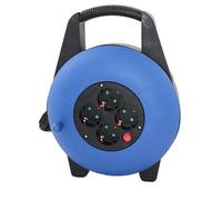 Silver Electronics 8805 Enrollacable de 5 Metros con 4 enchufes, Azul