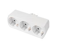 Silver Electronics - Adaptador Schuko 16A 3 Tomas TT Frontal Horizontal Plástico Blanco