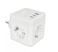 Silver Electronics - Cubo multienchufe E-Block 3 Tomas + Interruptor, 2 USB-A + 1 USB-C, Smart WiFi y Bluetooth con Medidor de Consumo, Protección IP20 contra sobretensiones