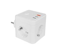 Silver Electronics - E-Block Enchufe con 3 Salidas schuko, 2 USB y 1 USB Tipe C + Interruptor