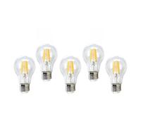 SILVER ELECTRONICS Pack x5 Bombilla LED estándar de filamento E27 700lm 6W 5000K 20.000h transparente