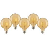 SILVER ELECTRONICS Pack x5 Bombillas Globo Golden G125 filamento transparente E27 440lm 4W 2200K 25.000h