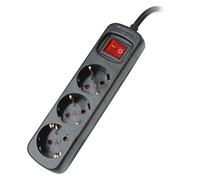 Silver Electronics - Regleta Enchufe con 3 Tomas con Interruptor, Negro, 3 Enchufes, Cable de 1,5 Metros, Protección Infantil, Toma de Tierra