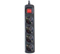 Silver Electronics - Regleta Enchufe con 4 Tomas con Interruptor, Negro, 4 Enchufes, Cable de 1,5 Metros, Protección Infantil, Toma de Tierra