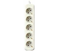 Silver Electronics - Regleta Enchufe con 5 Tomas sin Interruptor, Blanco, 5 Enchufes, Cable de 1,5 Metros, Protección Infantil, Toma de Tierra
