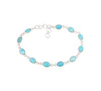 Silver Eternity Pulsera de plata de ley 925 con piedras preciosas de larimar azul para mujer, 19 cm, regalo de joyería de larimar de República Dominicana