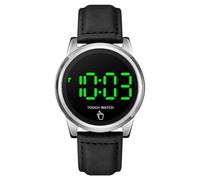 (Silver) Fashion Led Digital Watches Men Touching Screen Deep Waterproof Sports Watch