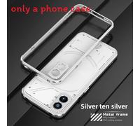 (Silver)Funda para teléfono For Nothing Phone2 con marco de metal y protección de lente diseño diario