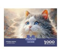 Silver-Gray Long-Haired Kitten 1000 Pcs Premium-Karton Puzzle Fluffy Cat Stressabbau Familienspiel Puzzles Als Geburtstagsgeschenke 52x38cm/1000pcs