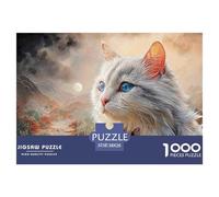 Silver-Gray Long-Haired Kitten 1000 Pcs Premium-Karton Puzzle Fluffy Cat Stressabbau Familienspiel Puzzles Als Wohnaccessoires 38x26cm/1000pcs