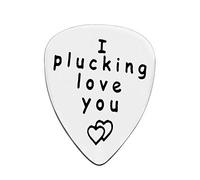 Silver Guitar Pick Boyfriend Gifts I Plucking Love You Guitar Pick Present for Him Men Musical Guitar Player Jewelry Gift for Husband Boyfriend Fiance Dad Valentine Christmas Birthday Gift