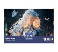 Silver-Haired Girl 1000 Pcs Stabiler Karton Puzzle Futuristic Girl Stressabbau Kreatives Spiel Puzzles Als Geburtstagsgeschenke 38x26cm/1000pcs