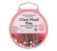 (Silver) - Hemline H679.XL Nickel Super Long Glass Head Pins 51mm 110 Pieces