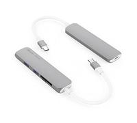 Silver HT 17123 - Mini-hub tipo C 3 en 1 (HDMI, USB), color gris oscuro