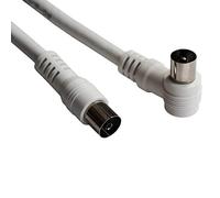 Silver HT - Cable Antena TV de Macho a Hembra, Extremo de 90º, 3 Metros, Blanco