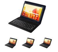 Silver HT - Funda Universal Wave con Teclado para Tablets de 9 a 11 Pulgadas con Cable USB/C Negro (Paquete de 4)