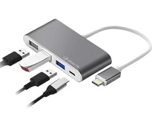 Silver HT - Hub Logan USB-C 4 en 1. Compatible con iPhone 15. 1 Salida USB 3.0, 2 Salidas USB 2.0, 1 Salida USB-C de Alta Velocidad. Compatible con Apple/Windows/Android