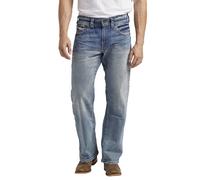 Silver Jeans Co. Vaqueros Gordie de pierna recta y ajuste relajado para hombre, lavado claro, ndigo, 32 W x 34 L