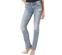 Silver Jeans Co. Vaqueros Suki de talle medio y corte curvo para mujer, ajustados, con corte de bota, lavado claro, ndigo, 26 W x 31 L