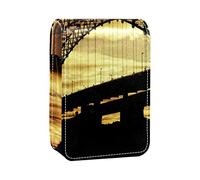 Silver Jubilee Bridge - Estuche portátil para pintalabios para viajes, mini caja de almacenamiento de lápiz labial con espejo para mujeres y mujeres, bolsa de cosméticos de cuero, Varios colores, 9.5x2x7 cm/3.7x0.8x2.7 in