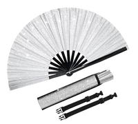 Silver Laser Rave Hand Fan, Large Folding Hand Rave Fan for Memorable Dance Events, Create Stunning Visuals (White)