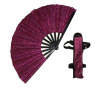 Silver Laser Rave Hand Fan, Large Folding Hand Rave Fan for Memorable Dance Events, Create Stunning Visuals (Rose Red)