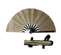 Silver Laser Rave Hand Fan, Large Folding Hand Rave Fan for Memorable Dance Events, Create Stunning Visuals (Champagne)