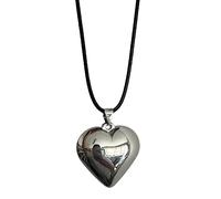 Silver Love - Collar estético de corazón a la moda, cadena de clavícula simple para mujeres y niñas, línea de cera, fiesta, regalo de cumpleaños, amor, colgante para mujer, talla única, como se