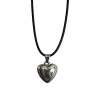 Silver Love - Collar estético de corazón a la moda, cadena de clavícula simple para mujeres y niñas, línea de cera, fiesta, regalo de cumpleaños, amor, colgante para mujer, talla única, como se