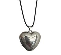 Silver Love - Collar estético de corazón a la moda, cadena de clavícula simple para mujeres y niñas, línea de cera, fiesta, regalo de cumpleaños, amor, colgante para mujer, talla única, como se