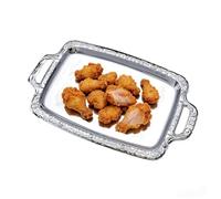 Silver Metal Serving Tray, Elegant Large Display Table Decor, 16 Inch Decorative Food Platter for Stylish Dining, Stainless Steel Kitchenware, Cake Fruit Tray for Home Living Room Party Gathering